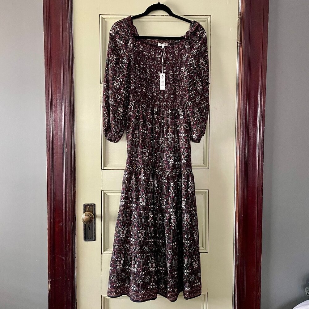 Max Studio Smocked Crepe Midi Dress, Small